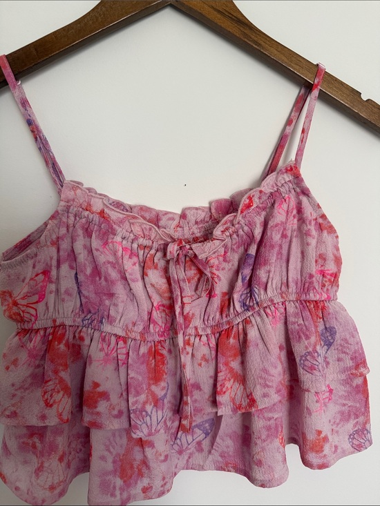 wild fable Tops - wild fable Pink Floral Ruffle Camisole Top